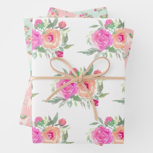 Waterverf florama inpakpapier vel (In situ)