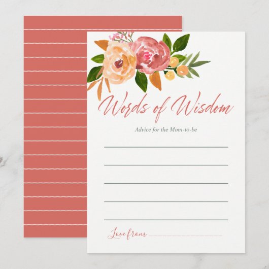 Waterverf floreel advies voor het Baby shower van Kaart (Voorkant / Achterkant)