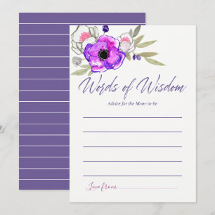 Waterverf floreel advies voor het Baby shower van  Kaart