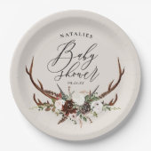 Waterverf floreel baby shower papieren bordje (Voorkant)