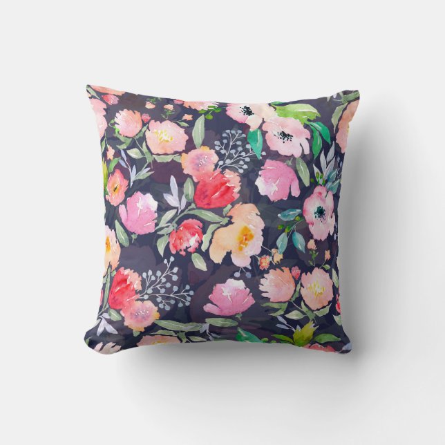 Waterverf floreel botanisch patroon en naadloos b kussen (Voorkant)