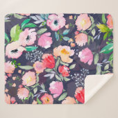 Waterverf floreel botanisch patroon en naadloos b sherpa deken (Voorkant (horizontaal))