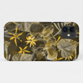 Waterverf floreel geel-bruin patroon. Case-Mate iPhone case (Achterkant (horizontaal))