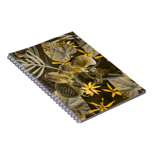 Waterverf floreel geel-bruin patroon. notitieboek (Rechterzijde)