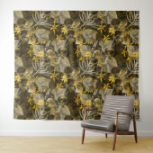 Waterverf floreel geel-bruin patroon. wandkleed (In Situ (horizontaal))