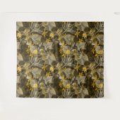 Waterverf floreel geel-bruin patroon. wandkleed (Voorkant (horizontaal))