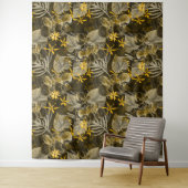 Waterverf floreel geel-bruin patroon. wandkleed (In situ)