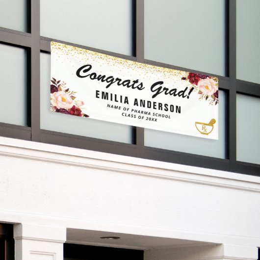 waterverf floreel goud afstuderen banner (Buitenkant Gebouw)