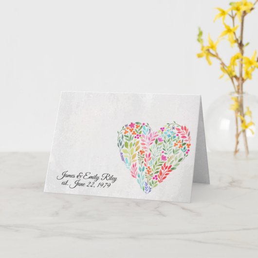 waterverf floreel hart op textuur kaart (Gele Bloem)