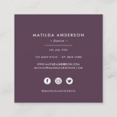 Waterverf floreel modern elegant paars vierkante visitekaartje (Achterkant)