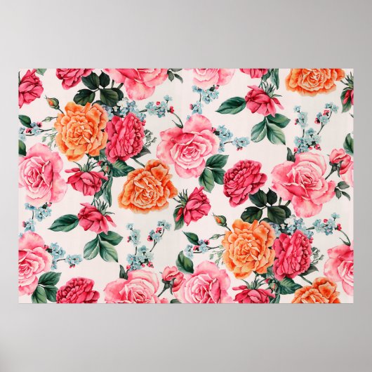 waterverf floreel patroon, , bloem, poster (Voorkant)