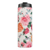 waterverf floreel patroon, , bloem, thermosbeker (Voorkant)