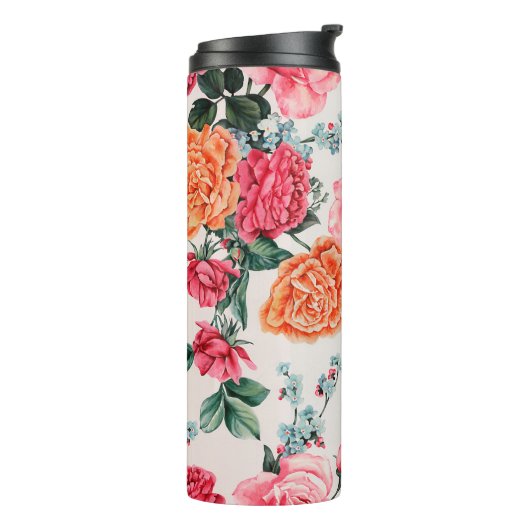 waterverf floreel patroon, , bloem, thermosbeker (Gedraaid links)