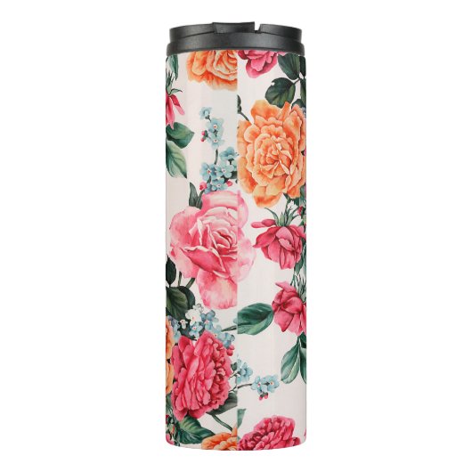 waterverf floreel patroon, , bloem, thermosbeker (Achterkant)