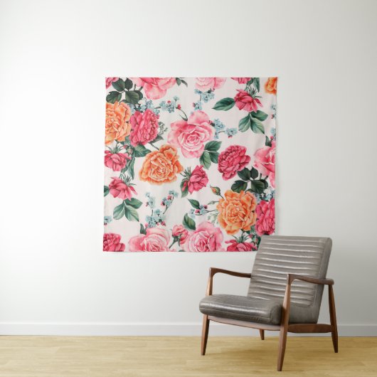 waterverf floreel patroon, , bloem, wandkleed (In situ)