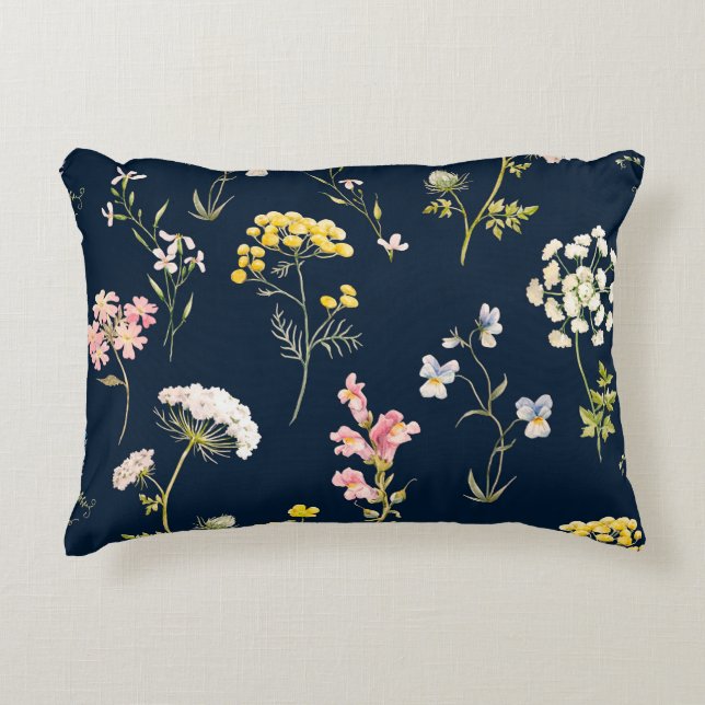 Waterverf floreel patroon, delicate bloemhand dd accent kussen (Voorkant)