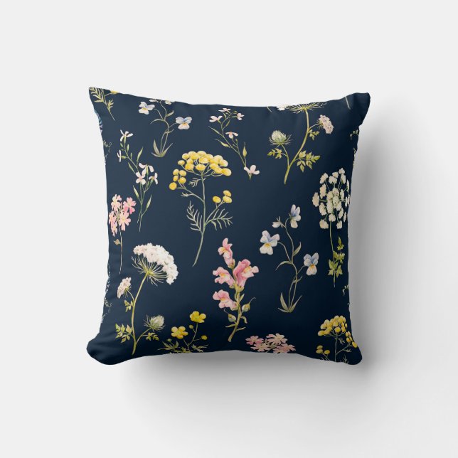 Waterverf floreel patroon, delicate bloemhand dd kussen (Voorkant)