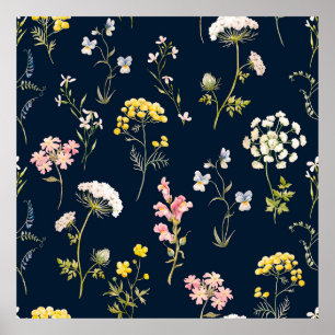 Waterverf floreel patroon, delicate bloemhand dd poster