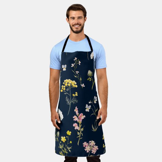 Waterverf floreel patroon, delicate bloemhand dd schort (Gedragen)