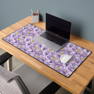 Waterverf floreel patroon met violette pansies bureaumat