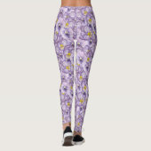 Waterverf floreel patroon met violette pansies leggings (Achterkant)