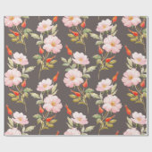 Waterverf floreel patroon van het roos van de hond cadeaupapier (Vlak)