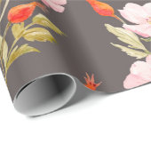 Waterverf floreel patroon van het roos van de hond cadeaupapier (Rol Hoek)