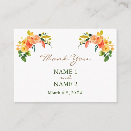 Waterverf floreel sinaasappel Dank u Kaart Enclosu (Voorkant)