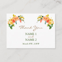 Waterverf floreel sinaasappel Dank u Kaart Enclosu