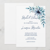 Waterverf floreel stofflustblauw Vrijgezellenfeest Kaart (Voorkant / Achterkant)