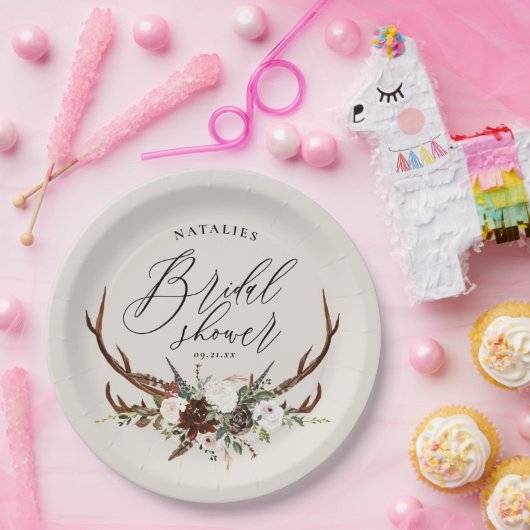 Waterverf floreel vrijgezellenfeest papieren bordje (Feest)