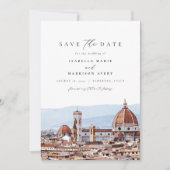 Waterverf Florence Italië Skyline Save the Date Kaart (Voorkant)