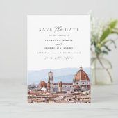 Waterverf Florence Italië Skyline Save the Date Kaart (Staand voorkant)