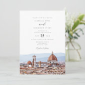 Waterverf Florence, Italië Stad Skyline Wedding Kaart (Staand voorkant)