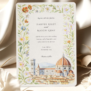 Waterverf Florence Toscane Huwelijksuitnodiging Kaart