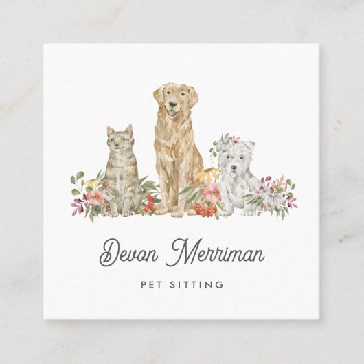 Waterverf Florenz | Pet Care Vierkante Visitekaartje (Voorkant)