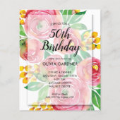 Waterverf florerende begroting Floral Birthday nod (Voorkant)