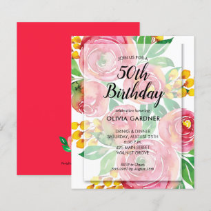 Waterverf florerende begroting Floral Birthday nod