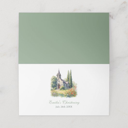 Waterverf Florial Church doopsel doop Plaatskaartje (Buitenkant ongevouwen)
