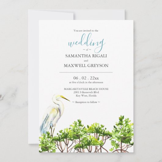 Waterverf Florida Bestemming Bruiloft Uitnodiginge Kaart (Voorkant)