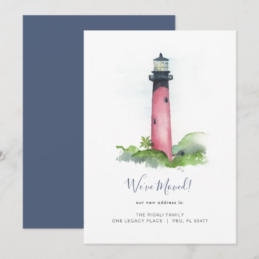 Waterverf Florida Lighthouse Change of Address Feestdagenkaart (Voorkant / Achterkant)