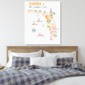 Waterverf Florida State Art Kaart Canvas Afdruk (Insitu (Slaapkamer))