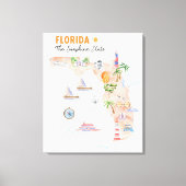 Waterverf Florida State Art Kaart Canvas Afdruk (Voorkant)