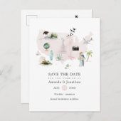 Waterverf Florida USA Destination Wedding Aankondigingskaart (Voorkant / Achterkant)