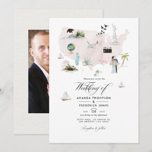 Waterverf Florida USA Destination Wedding Photo Kaart