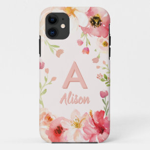 Waterverf flormonogram + naam personaliseren Case-Mate iPhone case