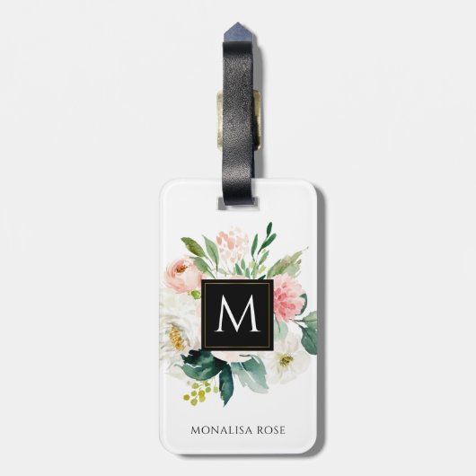 waterverf flormonogram op maat bagagelabel (Achterkant verticaal)