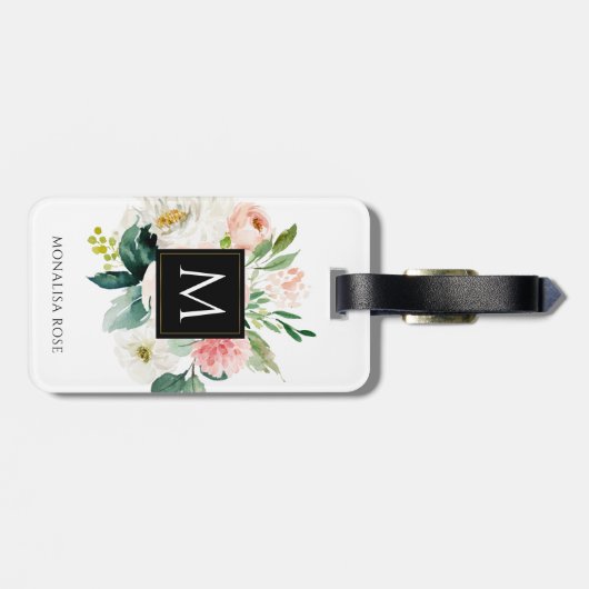 waterverf flormonogram op maat bagagelabel (Achterkant horizontaal)