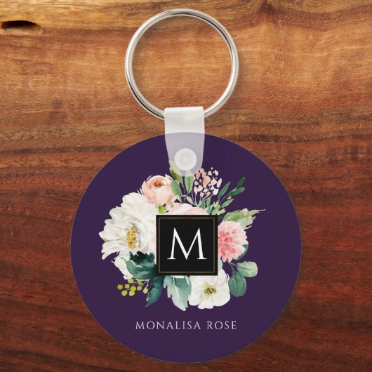 waterverf flormonogram sleutelhanger (Voorkant)