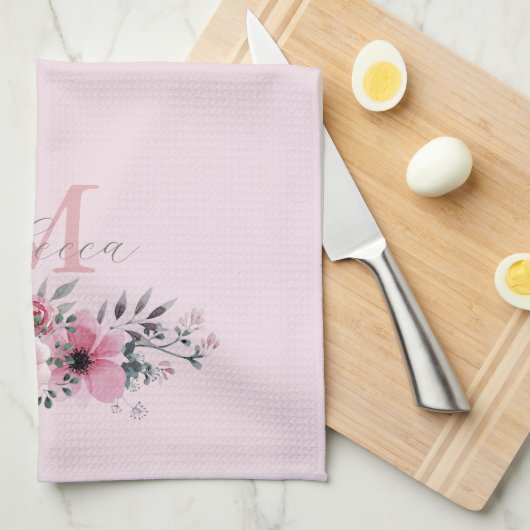 waterverf flormonogram theedoek (Quarter Fold)